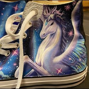 Hand Painted Cosmic Unicorn & Galaxy Converse Chuck Taylor Hi-Top